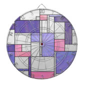 Mondrian Pink Paars White Print Dartbord (Voorkant)