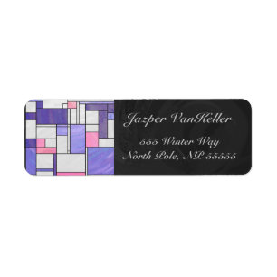 Mondrian Pink Paars White Print Etiket