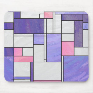 Mondrian Pink Paars White Print Muismat