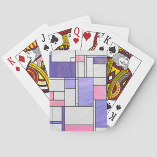Mondrian Pink Paars White Print Speelkaarten