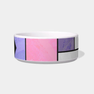 Mondrian Pink Paars White Print Voerbakje