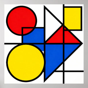 Mondrian Primaire Kleurcompositie Poster