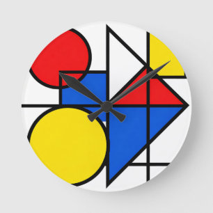Mondrian Primaire Kleurcompositie Ronde Klok