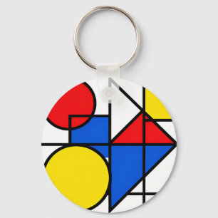 Mondrian Primaire Kleurcompositie Sleutelhanger