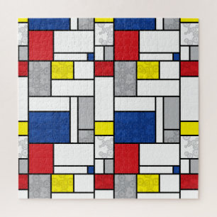 Mondrian Retro Cirkels Minimalistisch De Stijl Mod Legpuzzel