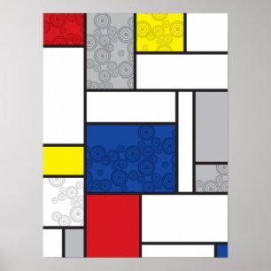 Mondrian Retro Cirkels Minimalistisch De Stijl Mod Poster