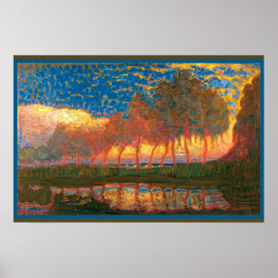 Mondrian - Rij van elf populieren, Poster