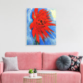 Mondrian - Rode Chrysanthemum Canvas Afdruk (Insitu (Woonkamer))