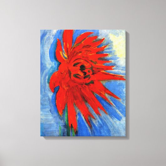 Mondrian - Rode Chrysanthemum Canvas Afdruk (Voorkant)