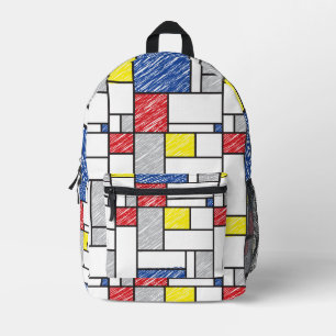 Mondrian Scribbles minimalist de Stijl Modern Art Bedrukte Rugzak