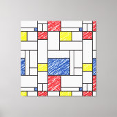 Mondrian Scribbles minimalist de Stijl Modern Art Canvas Afdruk (Voorkant)