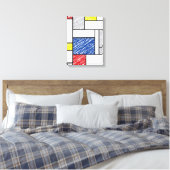 Mondrian Scribbles minimalist de Stijl Modern Art Canvas Afdruk (Insitu (Slaapkamer))