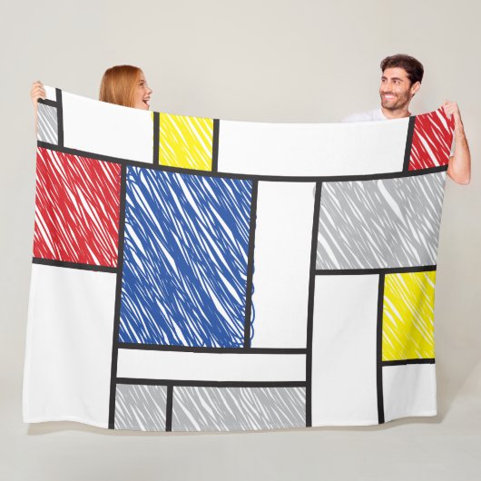 Mondrian Scribbles minimalist de Stijl Modern Art Fleece Deken (In situ)