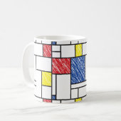 Mondrian Scribbles minimalist de Stijl Modern Art Koffiemok (Voorkant links)