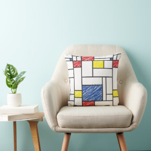 Mondrian Scribbles minimalist de Stijl Modern Art Kussen
