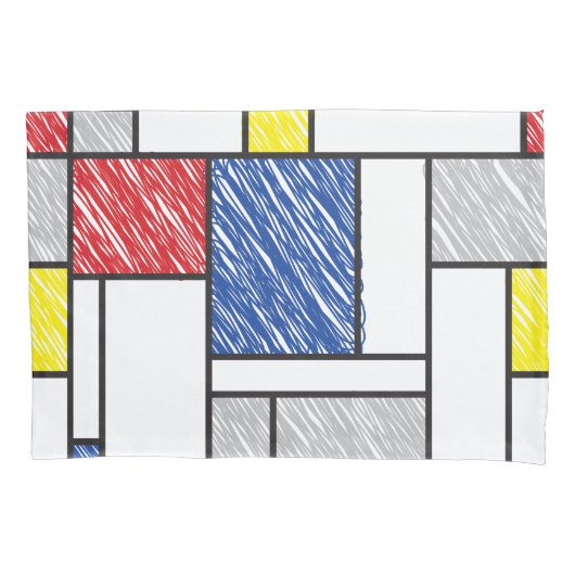 Mondrian Scribbles minimalist de Stijl Modern Art Kussensloop (Voorkant)