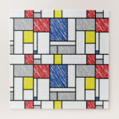 Mondrian Scribbles minimalist de Stijl Modern Art Legpuzzel (Horizontaal)