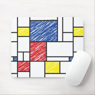 Mondrian Scribbles minimalist de Stijl Modern Art Muismat