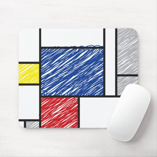 Mondrian Scribbles minimalist de Stijl Modern Art Muismat (Met muis)