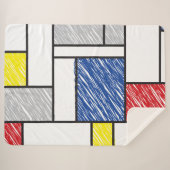 Mondrian Scribbles minimalist de Stijl Modern Art Sherpa Deken (Voorkant (horizontaal))