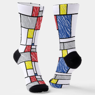 Mondrian Scribbles minimalist de Stijl Modern Art Sokken