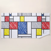 Mondrian Scribbles minimalist de Stijl Modern Art Strandlaken (Voorkant)