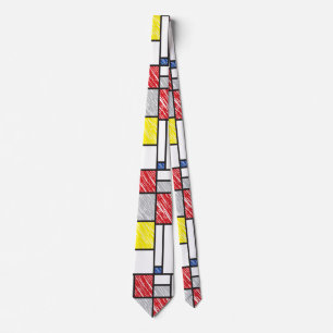 Mondrian Scribbles minimalist de Stijl Modern Art Stropdas