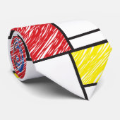 Mondrian Scribbles minimalist de Stijl Modern Art Stropdas (Opgerold)