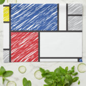 Mondrian Scribbles minimalist de Stijl Modern Art Theedoek (Gevouwen)