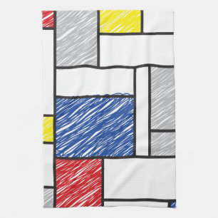 Mondrian Scribbles minimalist de Stijl Modern Art Theedoek