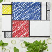 Mondrian Scribbles minimalist de Stijl Modern Art Theedoek (Gevouwen)