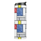 Mondrian Scribbles minimalist de Stijl Modern Art Thermosbeker (Gedraaid links)