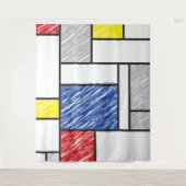 Mondrian Scribbles minimalist de Stijl Modern Art Wandkleed (Voorkant)