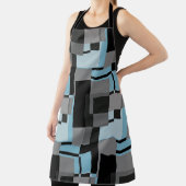 Mondrian Stijl Grijs Blauw Abstract Modern Geometr Schort (Insitu)