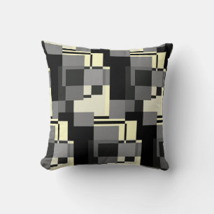 Mondrian stijl grijs geel abstract modern patroon kussen