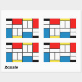 Mondrian Style Rechthoekige Sticker (Vel)