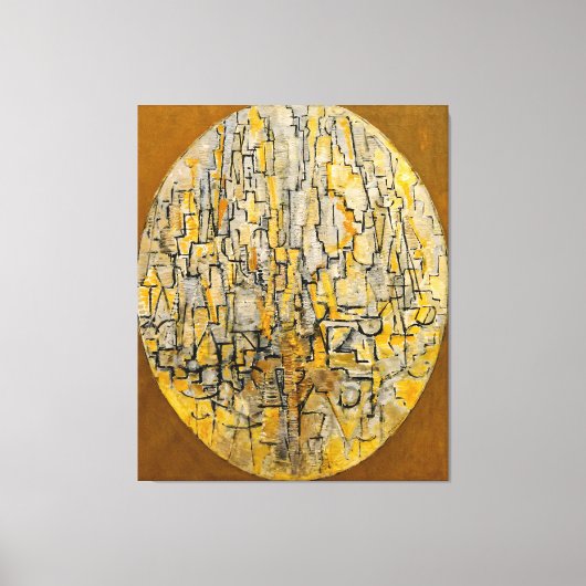 MONDRIAN - TABLEAU 3 COMP. in Ovaal (Bomen) - 1913 Canvas Afdruk (Voorkant)