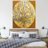 MONDRIAN - TABLEAU 3 COMP. in Oval (Bomen) - 1913 Canvas Afdruk (Insitu (Slaapkamer))
