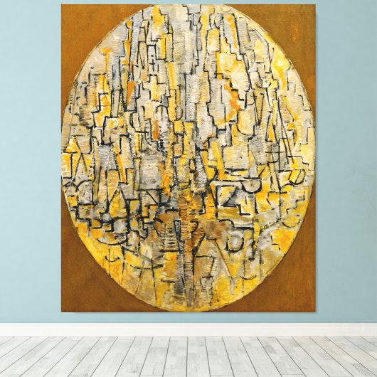 MONDRIAN - TABLEAU 3 COMP. in Oval (Bomen) - 1913 Canvas Afdruk (Insitu (Houten vloer))