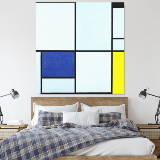 MONDRIAN TABLEAU I met Rood, Zwart, Blauw & Geel Canvas Afdruk (Insitu (Slaapkamer))