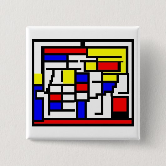 Mondrian Vierkante Button 5,1 Cm (Voorkant)