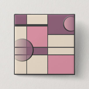 Mondrian Vierkante Button 5,1 Cm