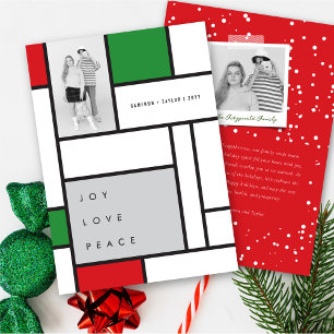 Mondrian Vreugde Minimalistische Kleurblokken Mode Feestdagenkaart