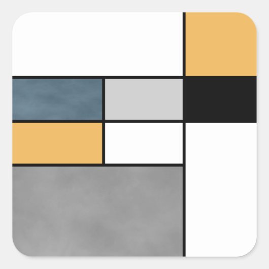 Mondrische inspiratie vierkante sticker (Voorkant)