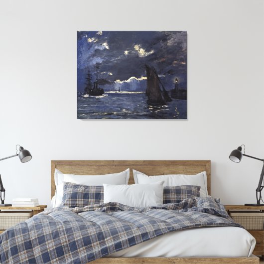 Monet A Seascape Shipping by Moonlight Canvas Afdruk (Insitu (Slaapkamer))