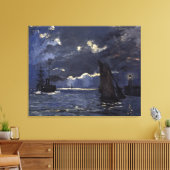 Monet A Seascape Shipping by Moonlight Canvas Afdruk (Insitu (Woonkamer))