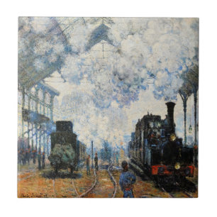 Monet - Aankomst van de trein Normandië, tegel Tegeltje