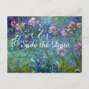 Monet Agapanthus Flowers Save the Date Wedding Aankondigingskaart