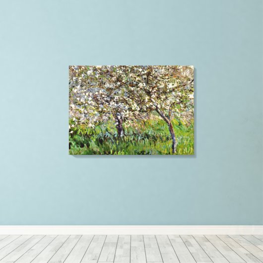 Monet - Apple Trees in Bloom Canvas Afdruk (Insitu (Houten vloer))