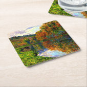 Monet - Arm van de Jeufosse, Herfst, Vierkante Kartonnen Onderzetter (Schuin)